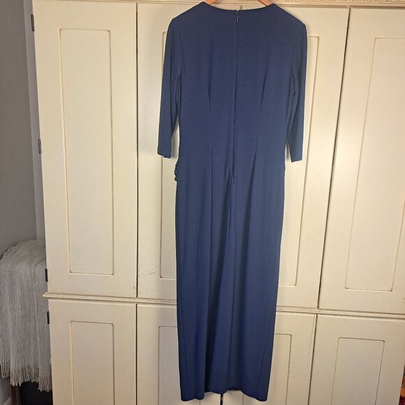 K&M Richards Navy Blue Long Gown Sequin Detail Sz 10 Mother of the Bride Prom - Picture 8 of 10